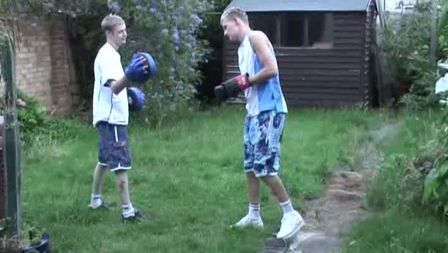 Gareth R And Glen Boxing In Trainers And White Socks