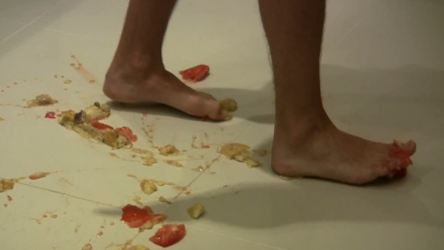 Ralph Stomping On Food In The Kitchen HD